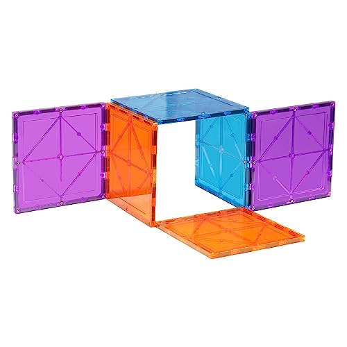 NEOFORMERS Large Magnetic Tiles Set - 6 Piece Square STEM Building Blocks for Kids