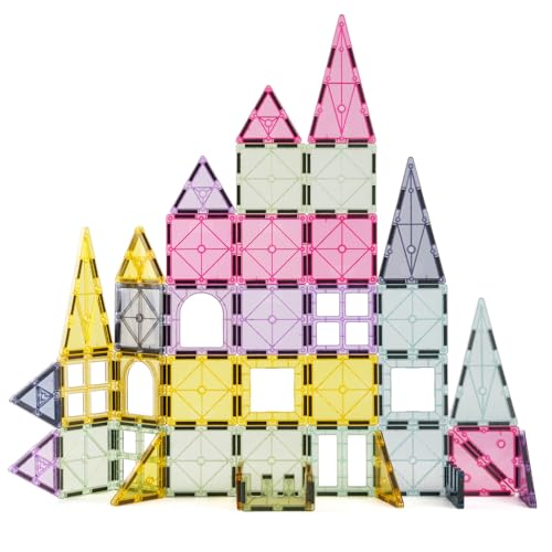 NEOFORMERS Magnetic Tiles Car Set - 40 Piece Truck Kit with Strong Magnets for Kids Ages 3+ (Morandi)
