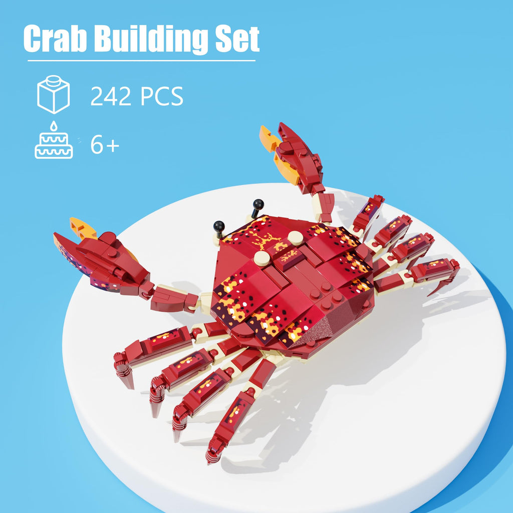 Neomoner Ocean Animal Building Blocks – 242-Piece Crab Set for Kids 6+