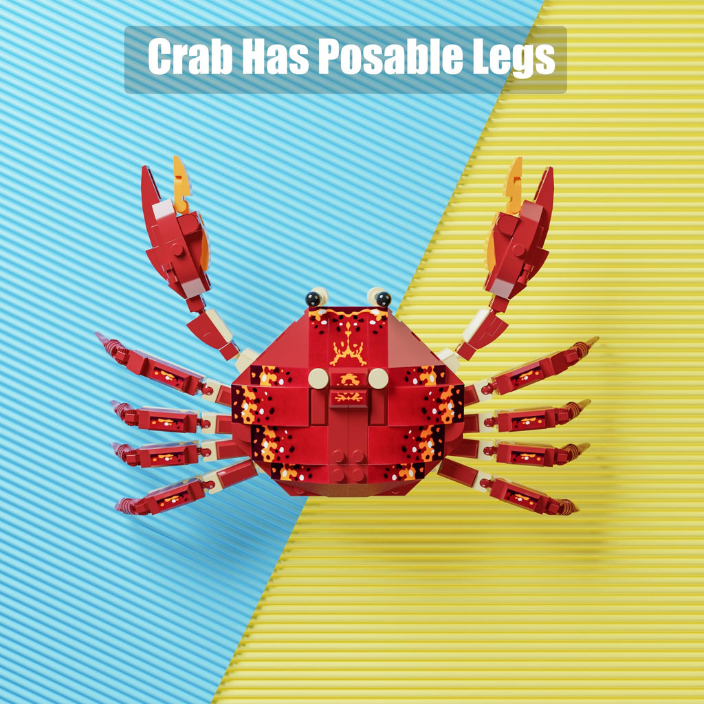 Neomoner Ocean Animal Building Blocks – 242-Piece Crab Set for Kids 6+