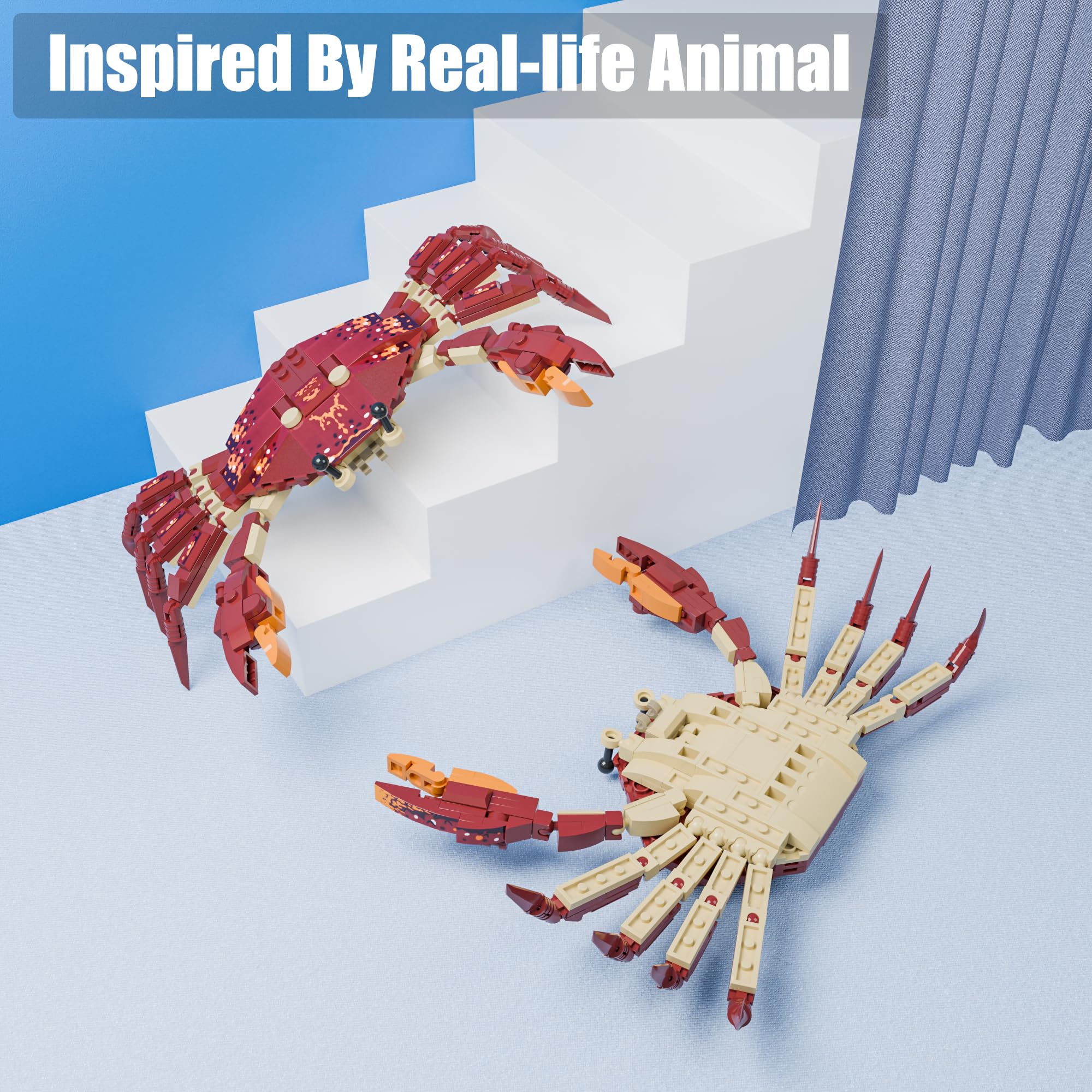Neomoner Ocean Animal Building Blocks – 242-Piece Crab Set for Kids 6+