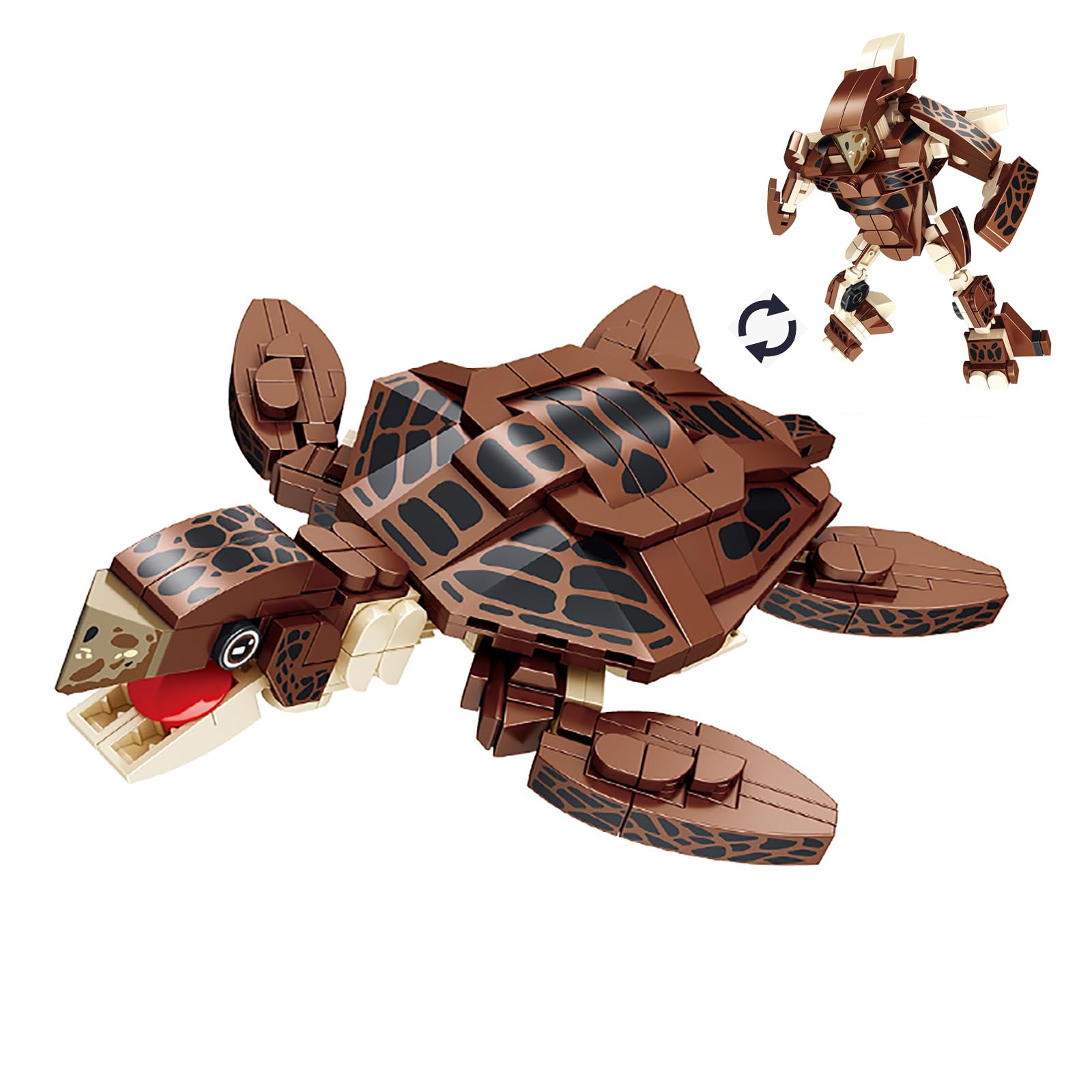Neomoner Ocean Animal Building Blocks – Sea Turtle 222-Piece 2-in-1 Mecha Building Set for Kids Ages 6 and Up