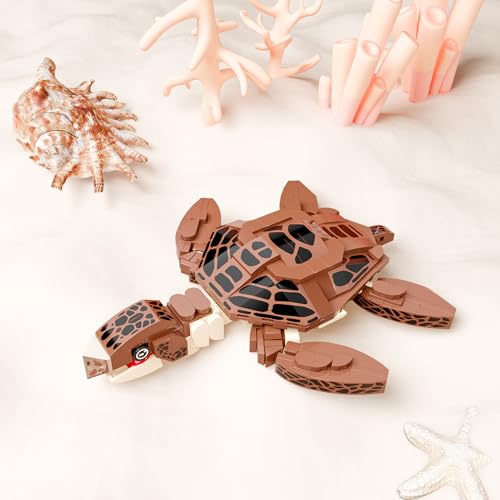 Neomoner Ocean Animal Building Blocks – Sea Turtle 222-Piece 2-in-1 Mecha Building Set for Kids Ages 6 and Up