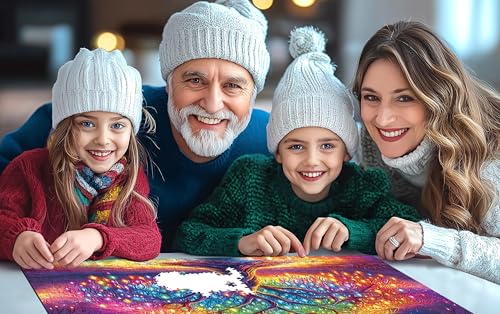 Neon Life Tree 1000 Piece Jigsaw Puzzle – Dust-Free, Eco-Friendly, 27.5x19.7 Inches – Hard Challenge for Adults