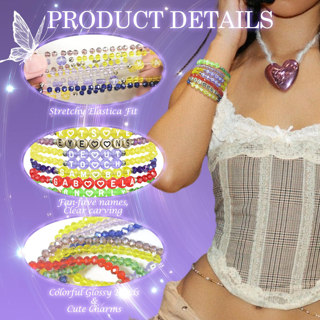 NEOVISTA KATSEYE Inspired Bracelet Set – 7 Colorful Beaded Bracelets for Eyekons, Concert Merch & Fan Gifts