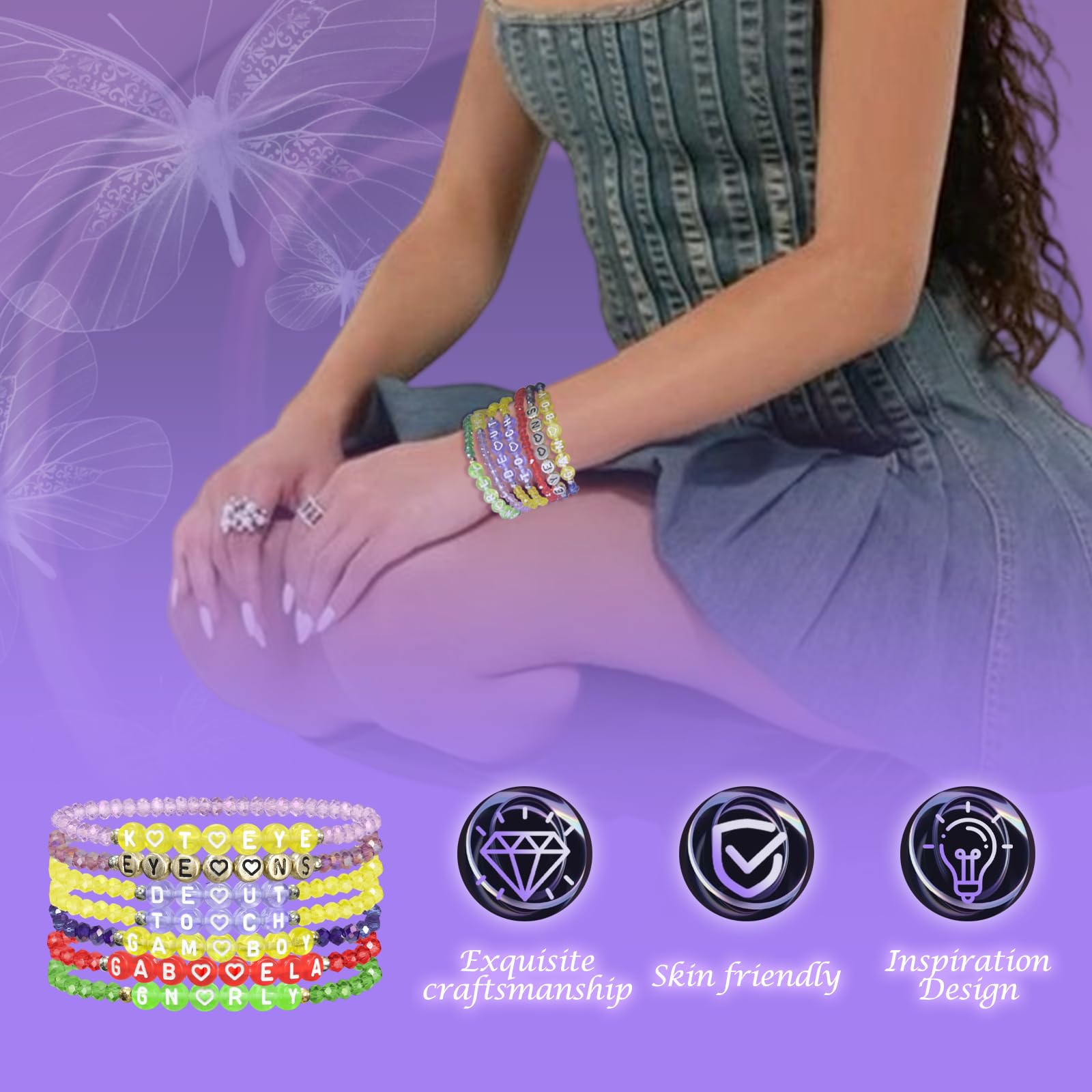 NEOVISTA KATSEYE Inspired Bracelet Set – 7 Colorful Beaded Bracelets for Eyekons, Concert Merch & Fan Gifts