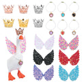 Neowedding 18-Piece Desk Goose Outfits Set – Crowns, Angel Wings & Necklaces for 7-Inch Statues