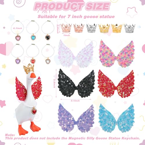 Neowedding 18-Piece Desk Goose Outfits Set – Crowns, Angel Wings & Necklaces for 7-Inch Statues