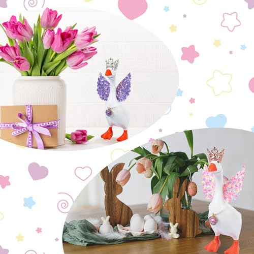 Neowedding 18-Piece Desk Goose Outfits Set – Crowns, Angel Wings & Necklaces for 7-Inch Statues
