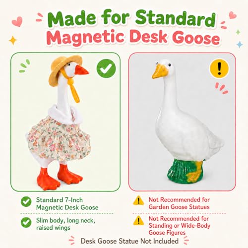 Neowedding 4-Pack Desk Goose Outfits, Floral Dresses & Hats for 7-Inch Magnetic Goose