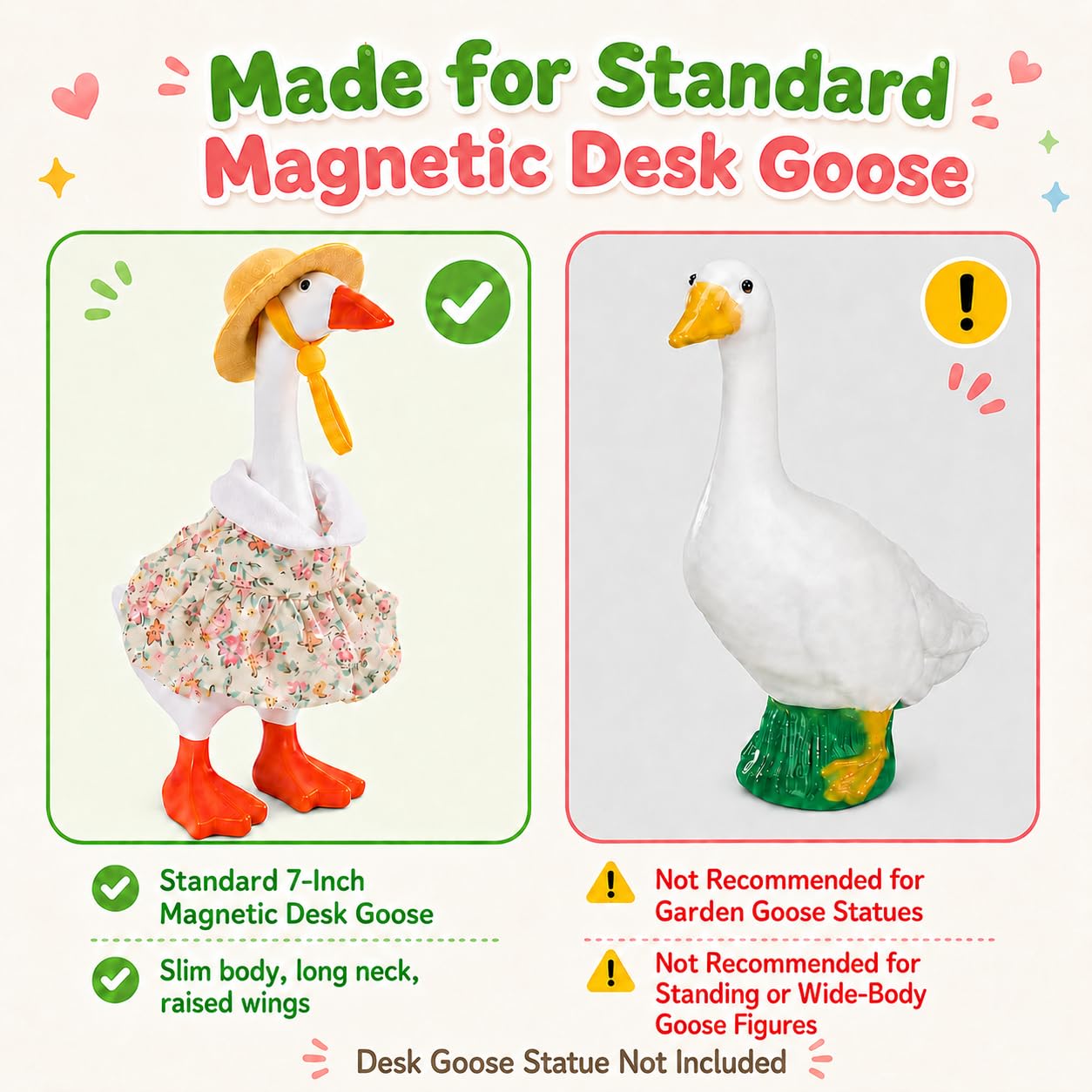 Neowedding 4-Pack Desk Goose Outfits, Floral Dresses & Hats for 7-Inch Magnetic Goose