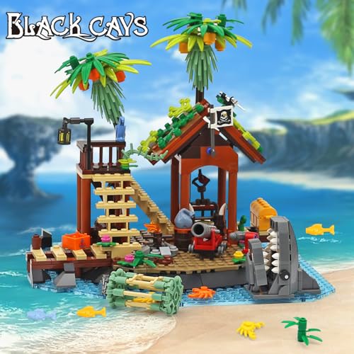 NERCISU Pirate Black Cays Building Toy Set – 484-Piece Pirate Adventure with Skeleton, Cannon, Shark & Treasure for Kids 8+