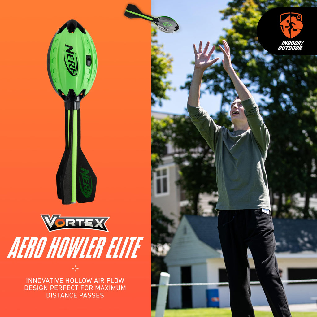 Nerf Aero Howler Foam Football - Whistling Soft Vortex Ball for Long-Distance Throws