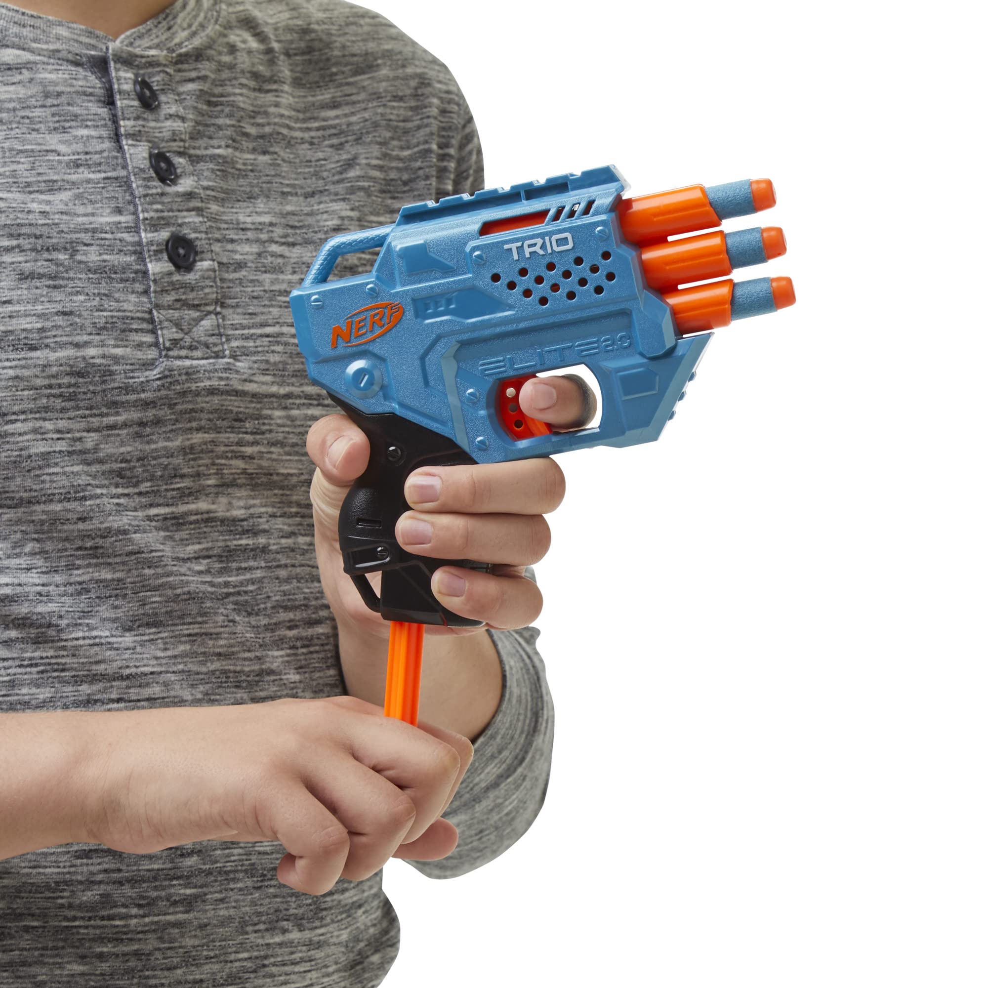 Nerf Elite 2.0 Trio SD-3 Blaster – 3-Barrel Blasting, Tactical Rail, 6 Official Darts