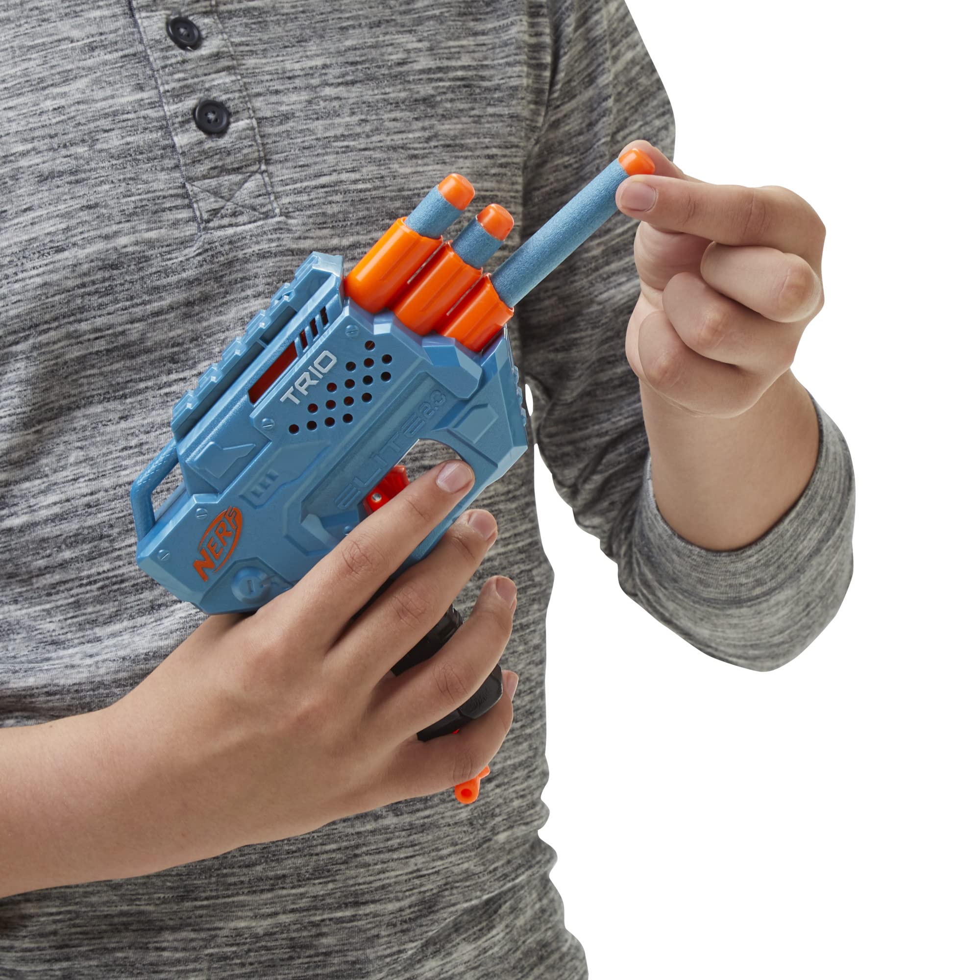 Nerf Elite 2.0 Trio SD-3 Blaster – 3-Barrel Blasting, Tactical Rail, 6 Official Darts