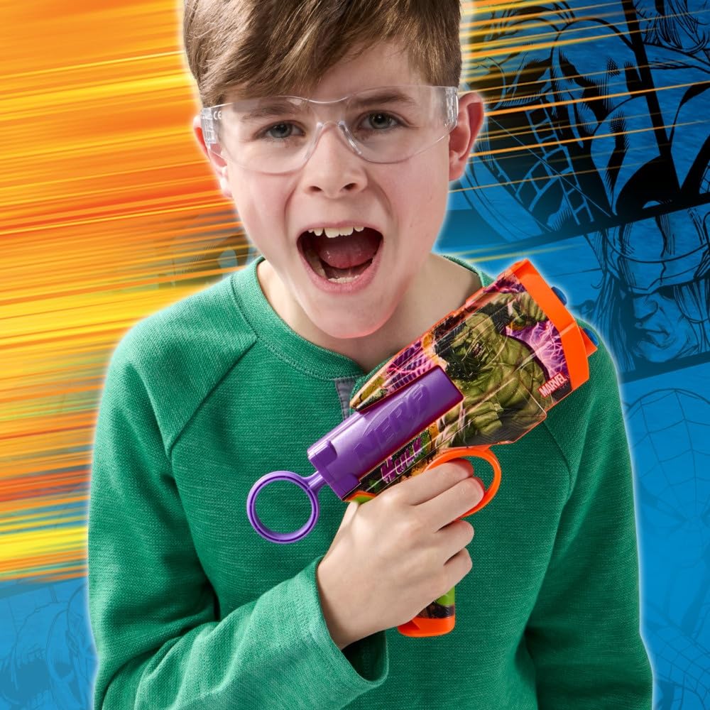 Nerf Marvel Hulk Dart Blaster – Hulk-Themed Foam Blaster with 4 Nerf N1 Darts, 2-Dart Capacity, Ages 8+