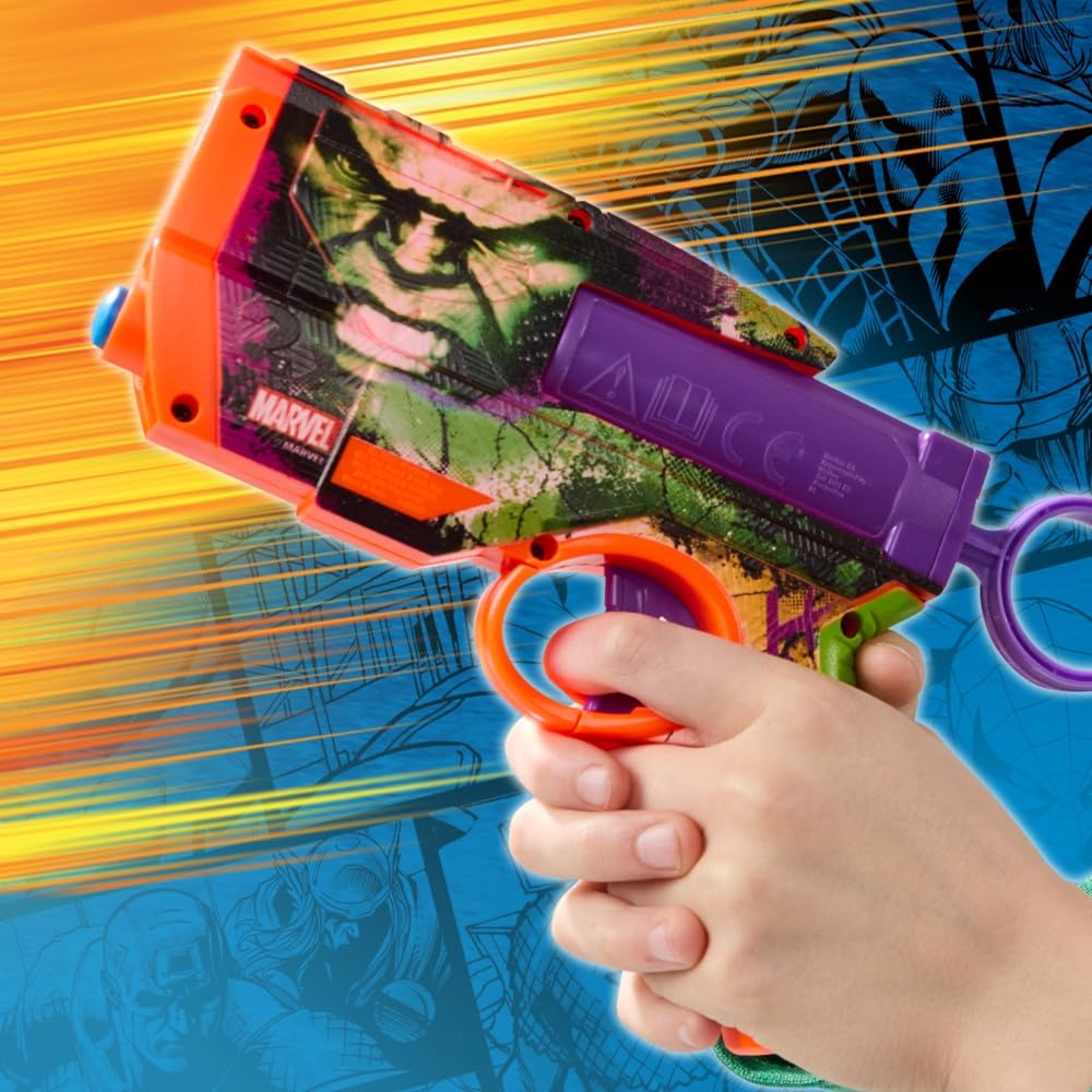 Nerf Marvel Hulk Dart Blaster – Hulk-Themed Foam Blaster with 4 Nerf N1 Darts, 2-Dart Capacity, Ages 8+