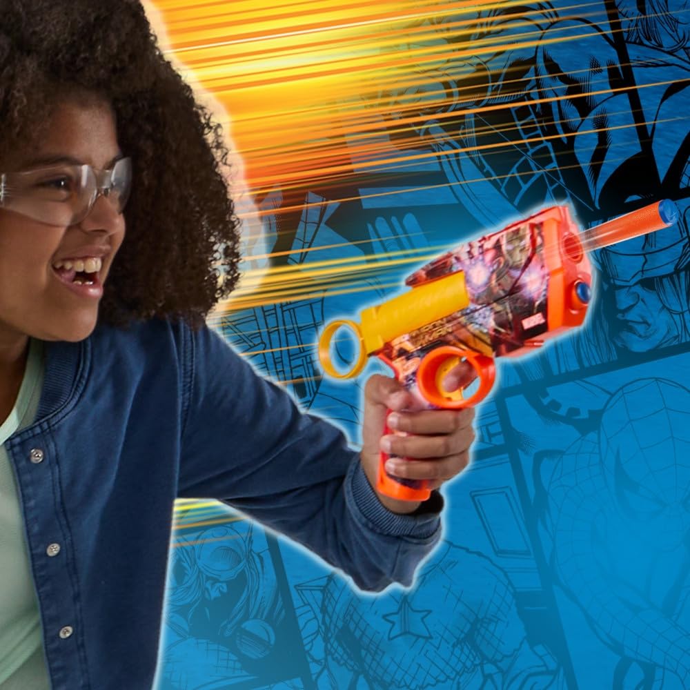 Nerf Marvel Iron Man Dart Blaster – 4 N1 Foam Darts, 2-Dart Capacity, Pull-Back Priming, Ages 8+