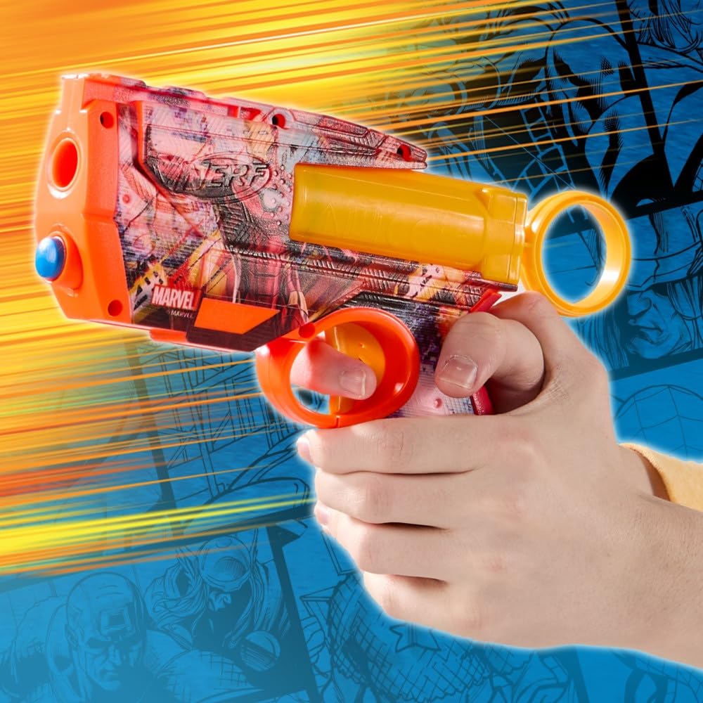 Nerf Marvel Iron Man Dart Blaster – 4 N1 Foam Darts, 2-Dart Capacity, Pull-Back Priming, Ages 8+
