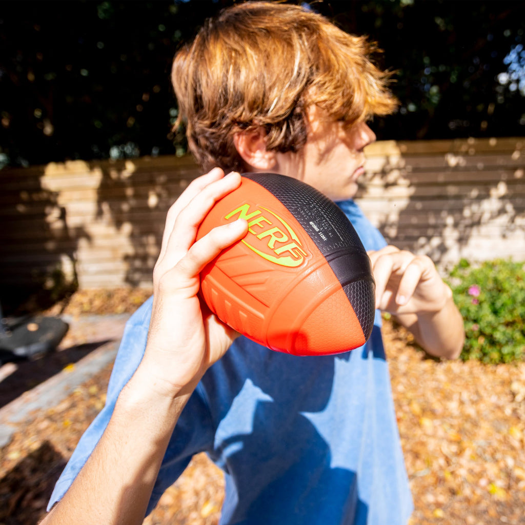 NERF Pro Grip Kids Foam Football – 9-Inch Soft Foam Ball for Indoor & Outdoor Play, Red/Black