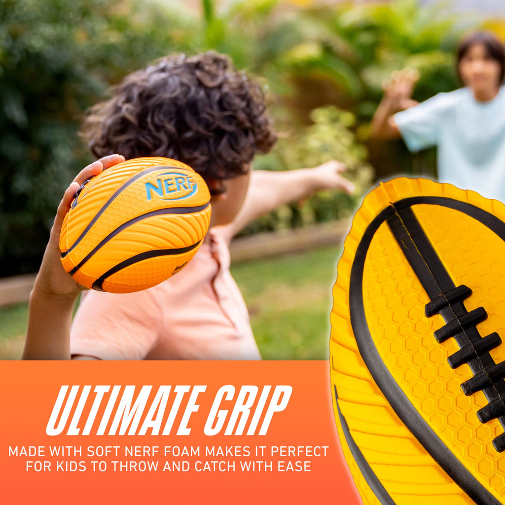 Nerf Spiral Grip Mini Foam Football for Kids – 8.5" Soft Junior Ball