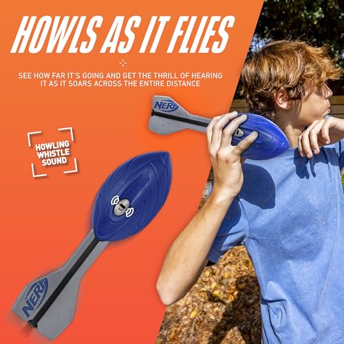 Nerf Vortex Aero Howler Foam Football – Blue Soft Foam Ball with Whistling Sound for Long-Distance Passes