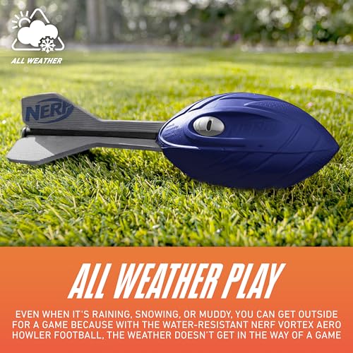 Nerf Vortex Aero Howler Foam Football – Blue Soft Foam Ball with Whistling Sound for Long-Distance Passes