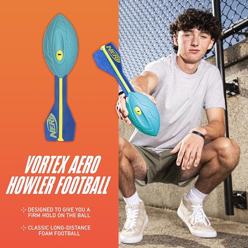 Nerf Vortex Aero Howler Neon Foam Football – Whistling Long-Distance Passes with Easy Grip, Indoor & Outdoor Play (Amazon Exclusive)