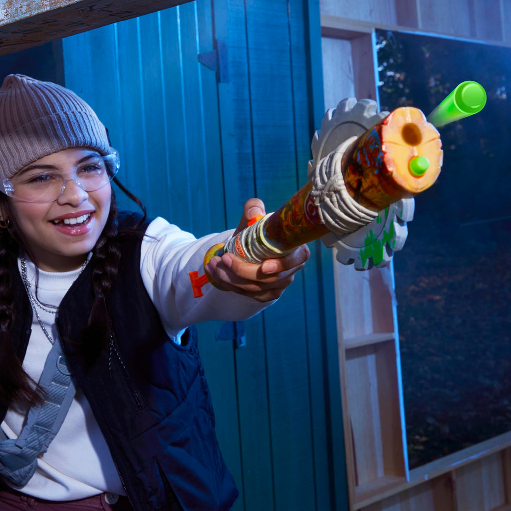 Nerf Zombie Strikeout Dart Blaster – 2-Dart Bat with 8 Elite Darts, Pull Back Priming, Ages 8+ (Amazon Exclusive)
