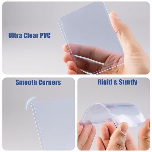 NESSDOVE 200 Pack Card Toploaders 3x4 35pt + 100 Penny Sleeves - Blue Hard Plastic Protectors