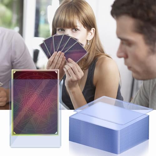 NESSDOVE 200 Pack Card Toploaders 3x4 35pt + 100 Penny Sleeves - Blue Hard Plastic Protectors