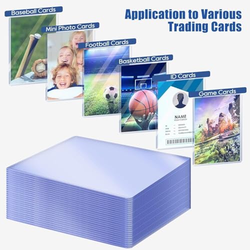 NESSDOVE 200 Pack Card Toploaders 3x4 35pt + 100 Penny Sleeves - Blue Hard Plastic Protectors