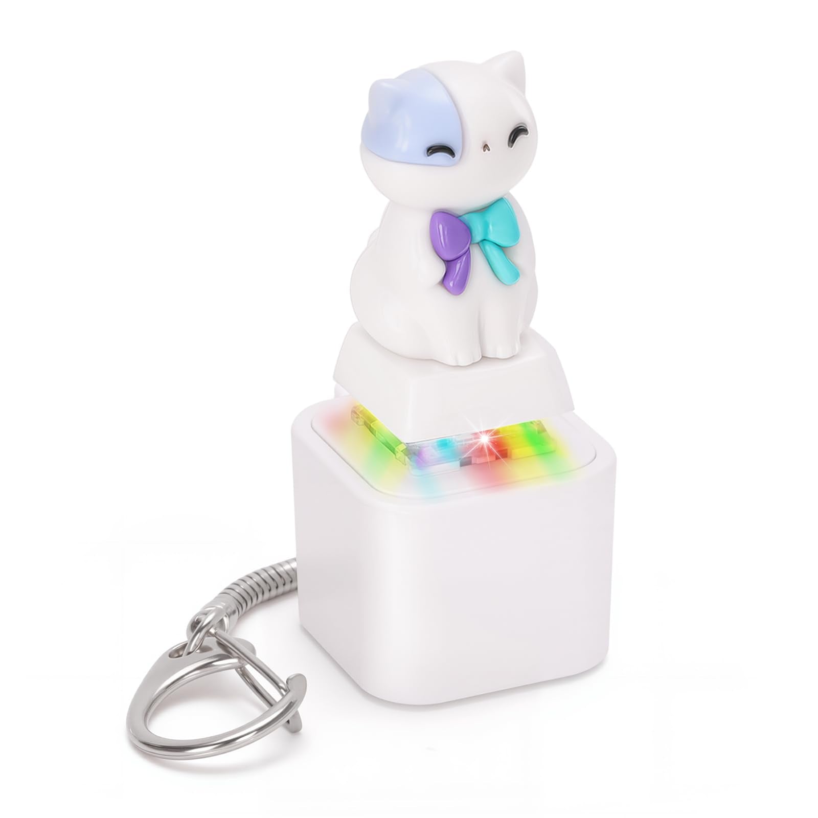 Netholid Cat Keyboard Fidget Toy – Meowing Sound, LED Light, Type-C Rechargeable Keychain for Stress Relief