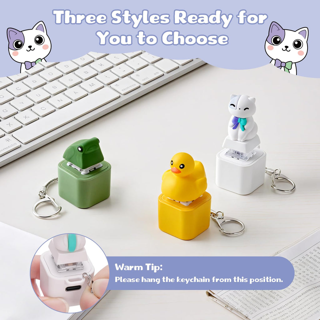 Netholid Cat Keyboard Fidget Toy – Meowing Sound, LED Light, Type-C Rechargeable Keychain for Stress Relief