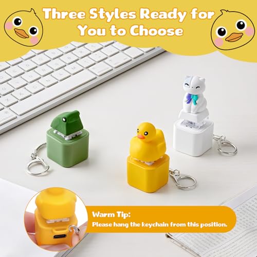 Netholid Duck Keyboard Fidget Clicker Keychain – Quacking Sound, LED Light, Rechargeable