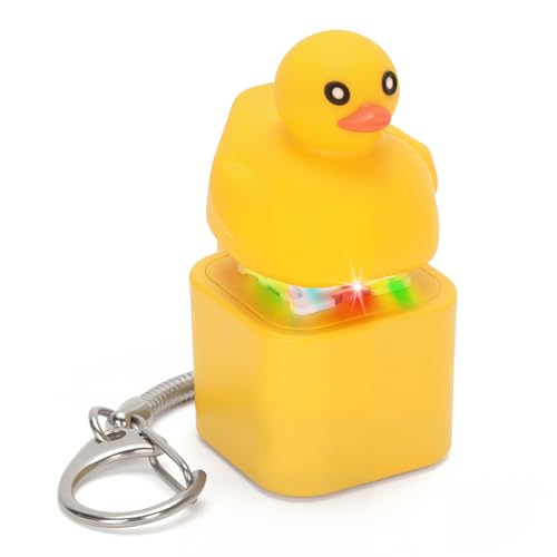 Netholid Duck Keyboard Fidget Clicker Keychain – Quacking Sound, LED Light, Rechargeable