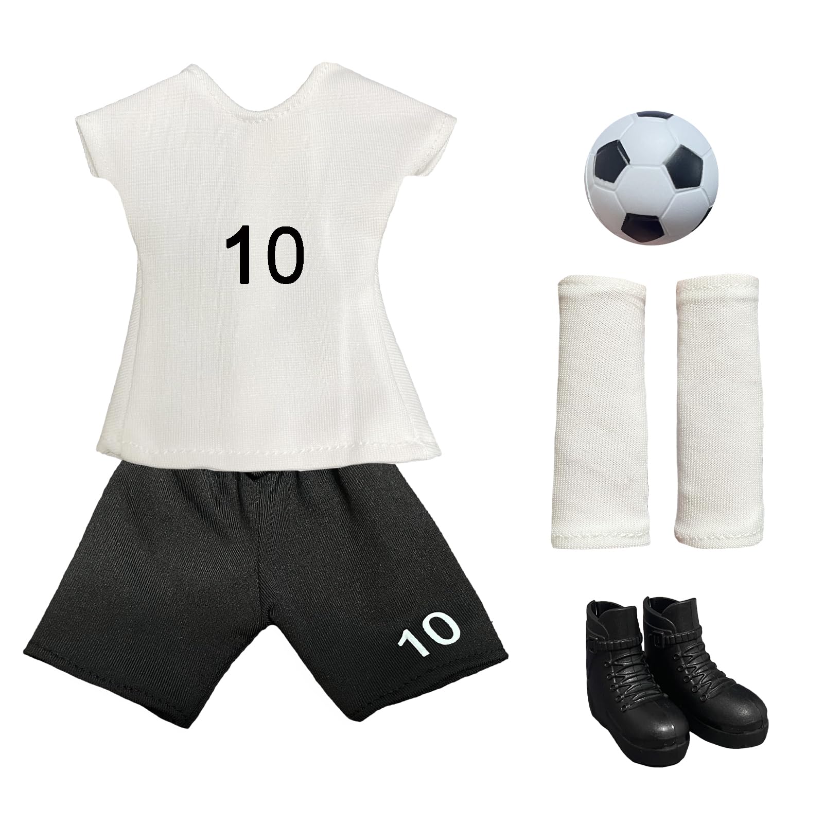 NEVGVUP Soccer Elf Outfit Set – Jersey, Shorts, Shoes, Shin Guards & Ball for Elf Dolls