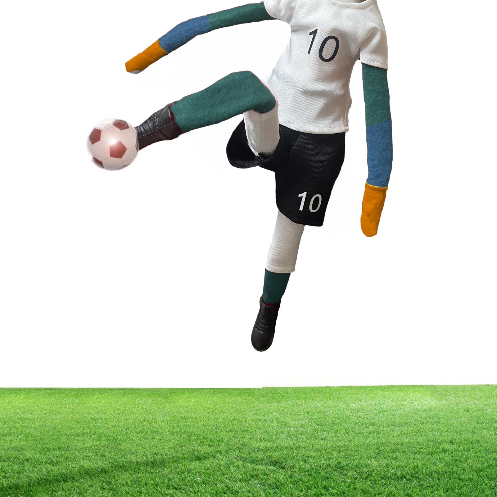 NEVGVUP Soccer Elf Outfit Set – Jersey, Shorts, Shoes, Shin Guards & Ball for Elf Dolls
