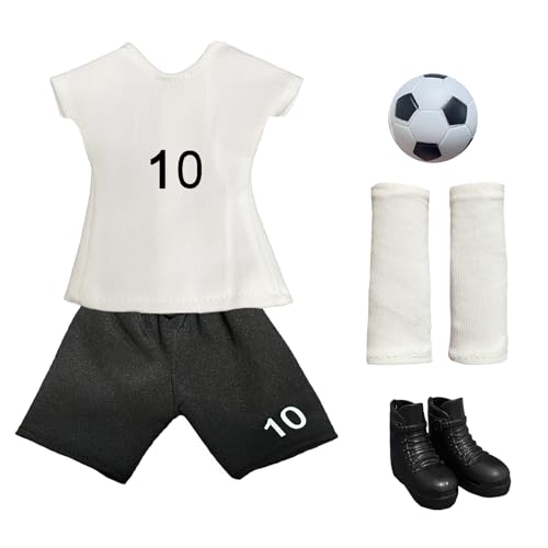 NEVGVUP Soccer Elf Outfit Set – Jersey, Shorts, Shoes, Shin Guards & Ball for Elf Dolls