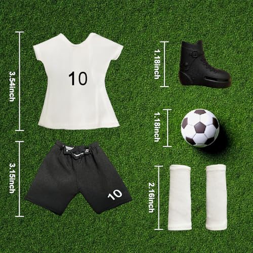 NEVGVUP Soccer Elf Outfit Set – Jersey, Shorts, Shoes, Shin Guards & Ball for Elf Dolls