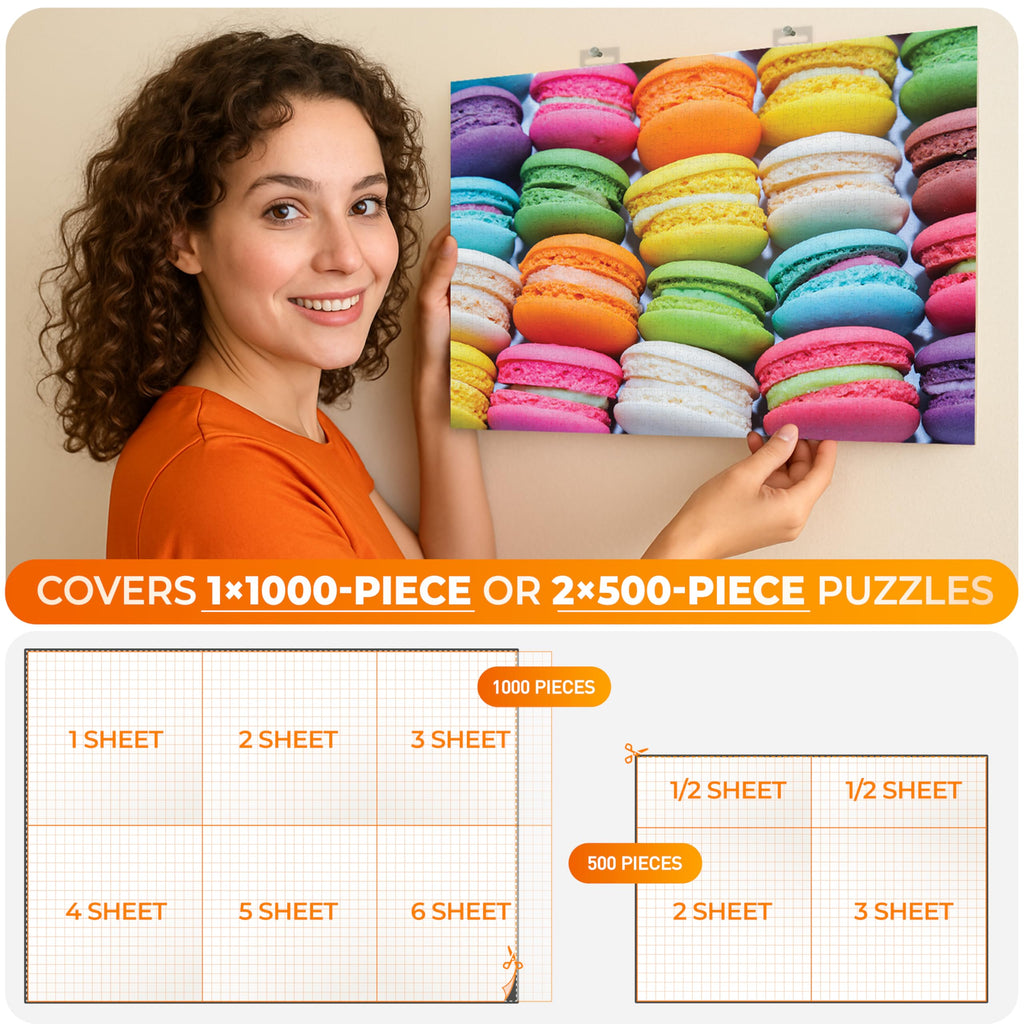 Newverest 6-Pack Puzzle Glue Sheets 10x10″ – Peel & Stick Puzzle Saver with Hangers, No Mess