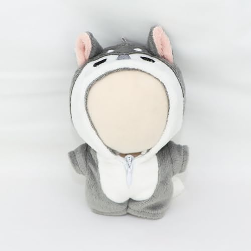 niannyyhouse 10cm Plush Doll Onesie - Dinosaur Shark Costume for Stuffed Animals (Grey)
