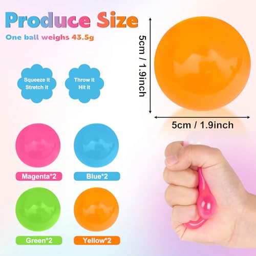 Niaosiben Glowing Sticky Balls - 4 Pack Glow in the Dark Stress Relief Toys for Ceiling and Wall