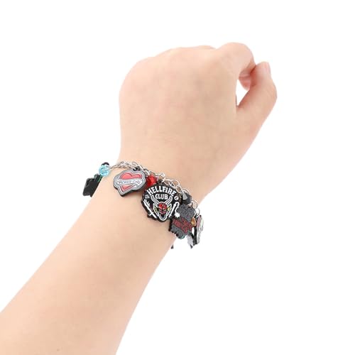 Niarezom Movie Themed Bracelet for Teens & Adults – Stranger TV Design with Staggered Pendants, Zinc Alloy, Lobster Claw Clasp