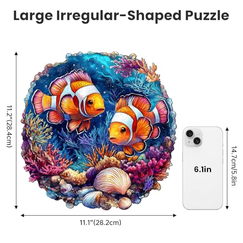 NiArt Ocean World 200-Piece Wooden Jigsaw Puzzle for Adults – Precision Laser-Cut, Hand-Drawn Artwork, 11.1x11.2 Inches