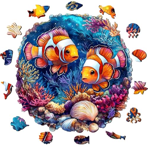 NiArt Ocean World 200-Piece Wooden Jigsaw Puzzle for Adults – Precision Laser-Cut, Hand-Drawn Artwork, 11.1x11.2 Inches