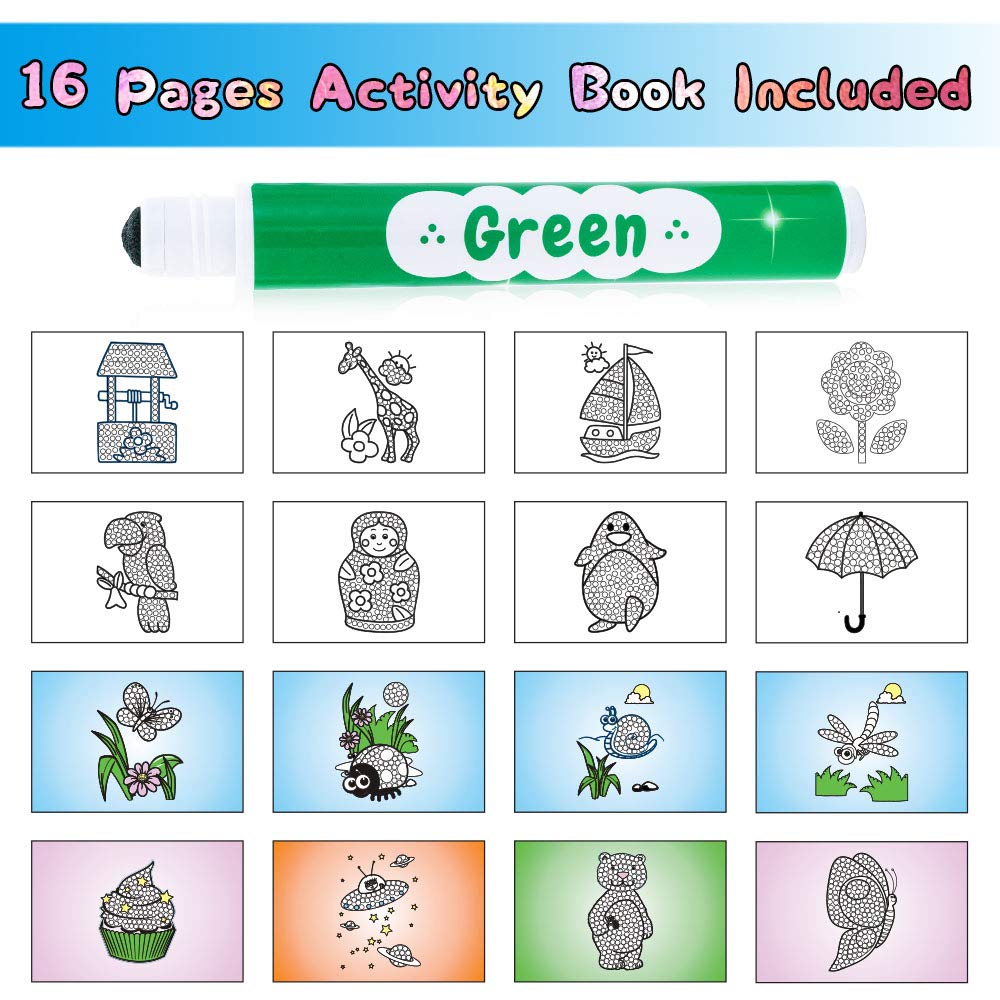 Nicecho Washable Dot Markers - 24 Color Bingo Paint Daubers Kit with Free Activity Book