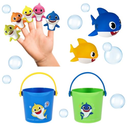 Nickelodeon Pink Fong Baby Shark Bath Toys Set - 10 Pieces with Finger Puppets, Cups & Squirters