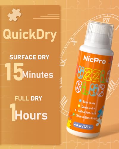 Nicpro 2-Pack Puzzle Glue – 8 oz (240ml) Each, Clear Water-Soluble PVA Glue for Preserving 1000-5000 Piece Puzzles