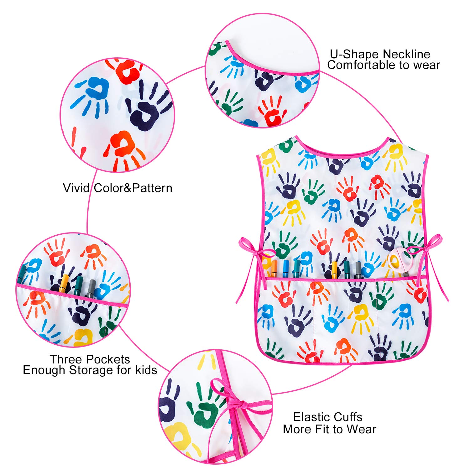 Nidoul Kids Art Smock - Waterproof Painting Apron with Pockets, Sleeveless, for Ages 2-7